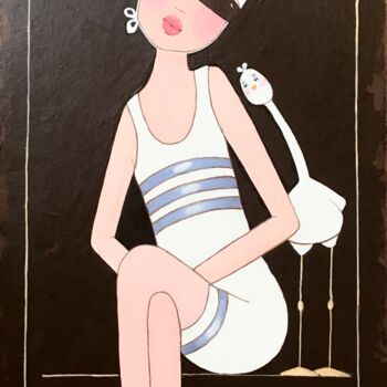 Painting titled "Hôtel du Cap - 1256" by Noëlle Lassailly, Original Artwork, Acrylic Mounted on Wood Stretcher frame