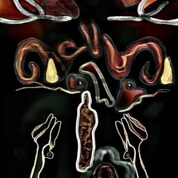 Arts numériques intitulée "ANIMAL TOTEM" par Solune, Œuvre d'art originale, Peinture numérique
