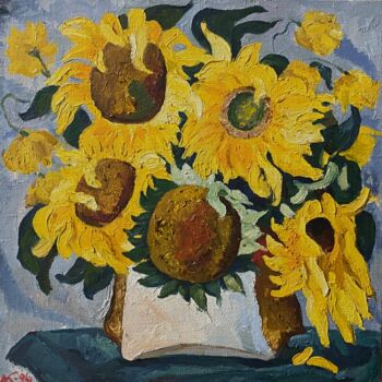 Peinture intitulée "Tournesols" par Kotchetkov André Né En 1939, Œuvre d'art originale, Huile Monté sur Châssis en bois