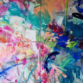Malerei mit dem Titel "PARADISE" von Lorie Renaud, Original-Kunstwerk, Acryl Auf Keilrahmen aus Holz montiert