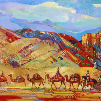 Peinture intitulée "Caravan part I" par Allamyrat Muhammedov, Œuvre d'art originale, Acrylique