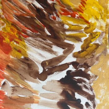 Schilderij getiteld "Inferno's Embrace:…" door Aurélie Belleveau, Origineel Kunstwerk, Gouache