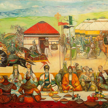Malerei mit dem Titel "Oguz wedding II type" von Allamyrat Muhammedov, Original-Kunstwerk, Acryl