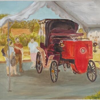 Painting titled "parade voitures anc…" by Pascal Bourgouin, Original Artwork, Oil