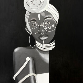 Painting titled "Geometry and Grace" by Olga Tiho, Original Artwork, Acrylic Mounted on Wood Stretcher frame