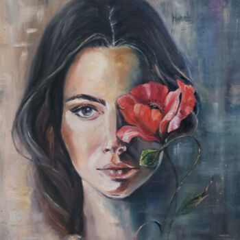 Painting titled "Ален мак" by Natali Didukh, Original Artwork, Oil