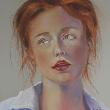 Drawing titled "Chica pelirroja" by Ipiña, Original Artwork, Pastel