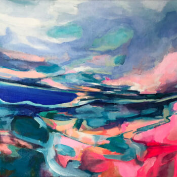 Painting titled "Storm in a Teacup" by Kelly Allison, Original Artwork, Acrylic Mounted on Wood Stretcher frame