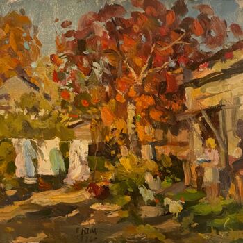 Peinture intitulée "Début d automne" par Youri Gorodnitchev, Œuvre d'art originale, Huile