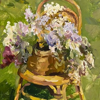 Peinture intitulée "Lilas" par Youri Gorodnitchev, Œuvre d'art originale, Huile