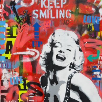 Peinture intitulée "Keep smiling 2" par Philippe Euger, Œuvre d'art originale, Bombe aérosol