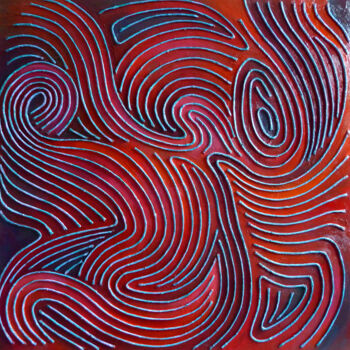 Malarstwo zatytułowany „RELIEF: RED SWIRL” autorstwa Stephen Conroy, Oryginalna praca, Akryl