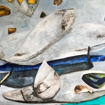 Painting titled "EMPILADE" by Odette Gauvreau, Original Artwork, Acrylic Mounted on Wood Stretcher frame