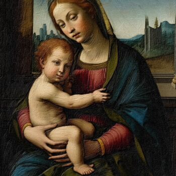 Arts numériques intitulée "Madonna And Child :…" par Gerry Martinez, Œuvre d'art originale, Peinture numérique