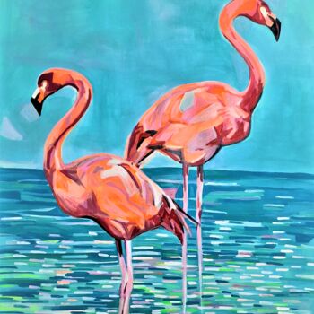 제목이 "Flamingos / 101 x 7…"인 미술작품 Alexandra Djokic로, 원작, 아크릴