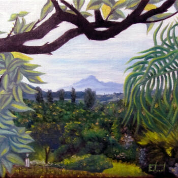 「Montseny de tarda」というタイトルの絵画 Josep Maria Fontanet Suredaによって, オリジナルのアートワーク, オイル ウッドストレッチャーフレームにマウント