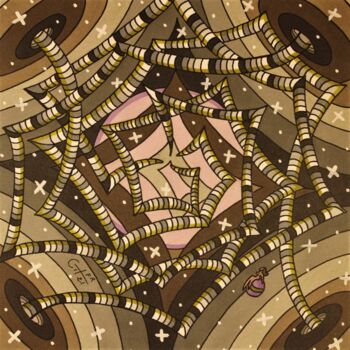 Dessin intitulée "Galaxie rétro dans…" par Vincent Gibert, Œuvre d'art originale, Marqueur