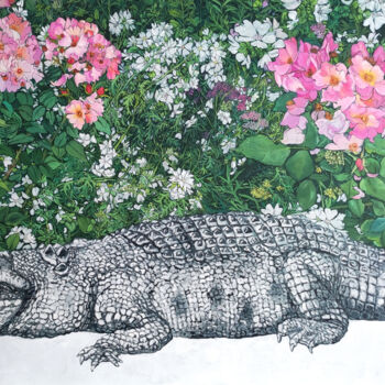 Peinture intitulée "Beware Of Alligator…" par Natalie Levkovska, Œuvre d'art originale, Huile Monté sur Châssis en bois
