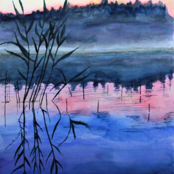 Peinture intitulée "Reflets 3" par Philip Moreau, Œuvre d'art originale, Aquarelle