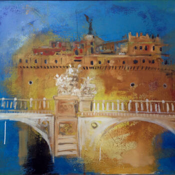 Painting titled "Castelo de Sant`Ang…" by Carlos Yasoshima, Original Artwork, Acrylic