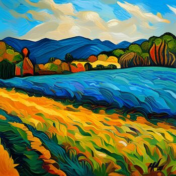 Digital Arts titled "Summer farm" by Michael C Bertsch, Original Artwork, 2D Digital Work