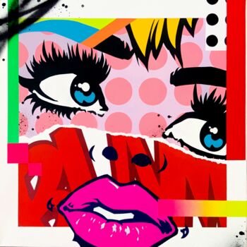 Painting titled "Fractured" by Mach-One, Original Artwork, Acrylic Mounted on Wood Stretcher frame