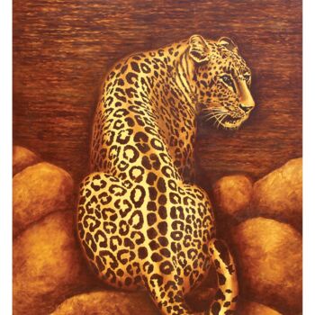 绘画 标题为“Leopard (Series) 3” 由Sanjay Gogs, 原创艺术品, 油