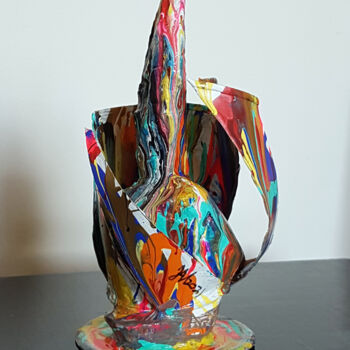 Sculpture intitulée "Pensée idiote no 1" par Michel Boisvert (JAM), Œuvre d'art originale, Métaux