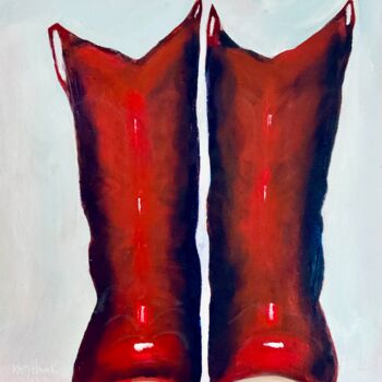 绘画 标题为“Red Cowboy Boots” 由Katy Hawk, 原创艺术品, 油