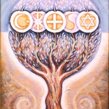 Pintura titulada "The Tree of Love" por Polina Gerdjikova (POLINA), Obra de arte original, Acrílico Montado en Bastidor de c…