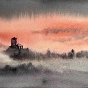 Peinture intitulée "Mist" par Sofiia Kulichkova (Sonjakul), Œuvre d'art originale, Aquarelle