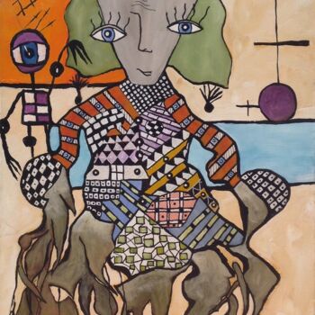 Painting titled "Racines" by Claude Lépine, Original Artwork, Acrylic Mounted on Wood Stretcher frame
