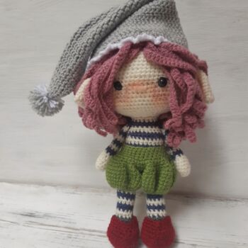 Sztuka tkaniny zatytułowany „Doll Elf  Hand croc…” autorstwa Iryna Stadnyk, Oryginalna praca, Wątek