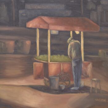 Painting titled "FOOD CART" by Shaheera Sandhu, Original Artwork, Oil