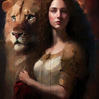 Digital Arts titled "The Lady And The Be…" by Gerry Martinez, Original Artwork, Digital Painting