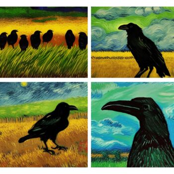 Digital Arts titled "Crows in Fields" by Michael C Bertsch, Original Artwork, 2D Digital Work