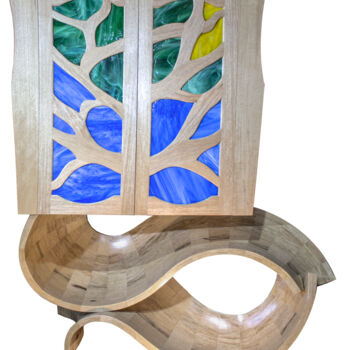 Rzeźba zatytułowany „Creation Aron Kodesh” autorstwa Gabriel Bass, Oryginalna praca, Drewno
