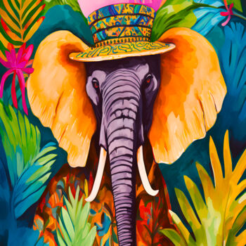 Arts numériques intitulée "Elephant Whimsical…" par An0n, Œuvre d'art originale, Impression numérique