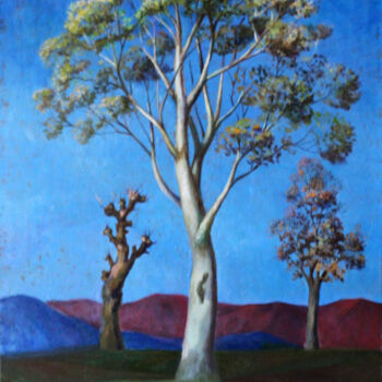 Ζωγραφική με τίτλο "Three trees" από Hojamuhammet Churiyev, Αυθεντικά έργα τέχνης, Λάδι