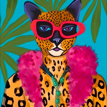 Arts numériques intitulée "Leopard Fur Coat Pr…" par An0n, Œuvre d'art originale, Image générée par l'IA