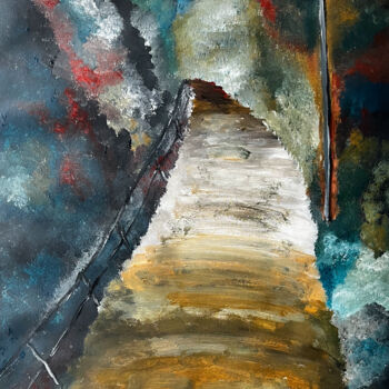 Peinture intitulée "La route est longue" par Olivier De Pooter, Œuvre d'art originale, Acrylique