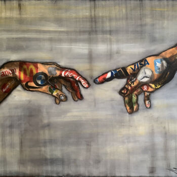 Painting titled "Eternal confrontati…" by Anna Voronina, Original Artwork, Oil Mounted on Wood Stretcher frame