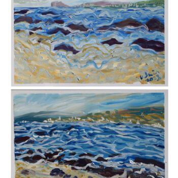 Pintura intitulada "SECLUDED BEACH - SE…" por Kirsty Wain, Obras de arte originais, Óleo