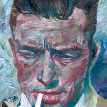 Schilderij getiteld "ALBERT CAMUS" door Lautir, Origineel Kunstwerk, Olie