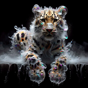 Artes digitais intitulada "leopard seemingly e…" por Si Levin, Obras de arte originais, Imagem gerada por IA Montado em artw…