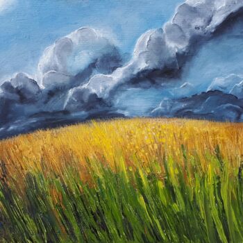 Peinture intitulée "L'orage avec toi" par Frédéric Letrun, Œuvre d'art originale, Huile Monté sur Carton