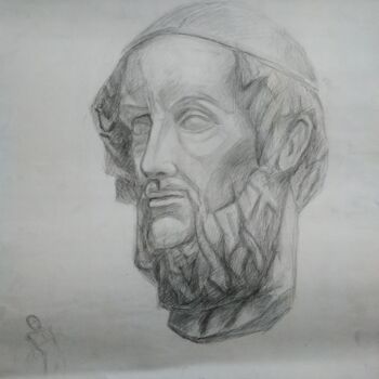 Painting titled "Портрет Гипсовая го…" by Art-Teodora, Original Artwork, Pencil