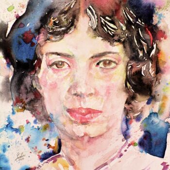 Painting titled "EMILY DICKINSON" by Lautir, Original Artwork, Watercolor