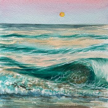 제목이 "Pink sunset"인 미술작품 Oleksandra Padushyna로, 원작, 수채화