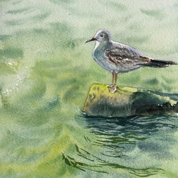 Pittura intitolato "Sea ​​bird" da Oleksandra Padushyna, Opera d'arte originale, Acquarello